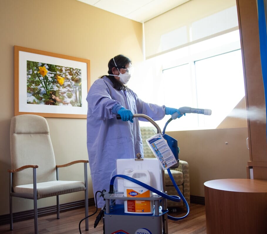sanitizing hospital room